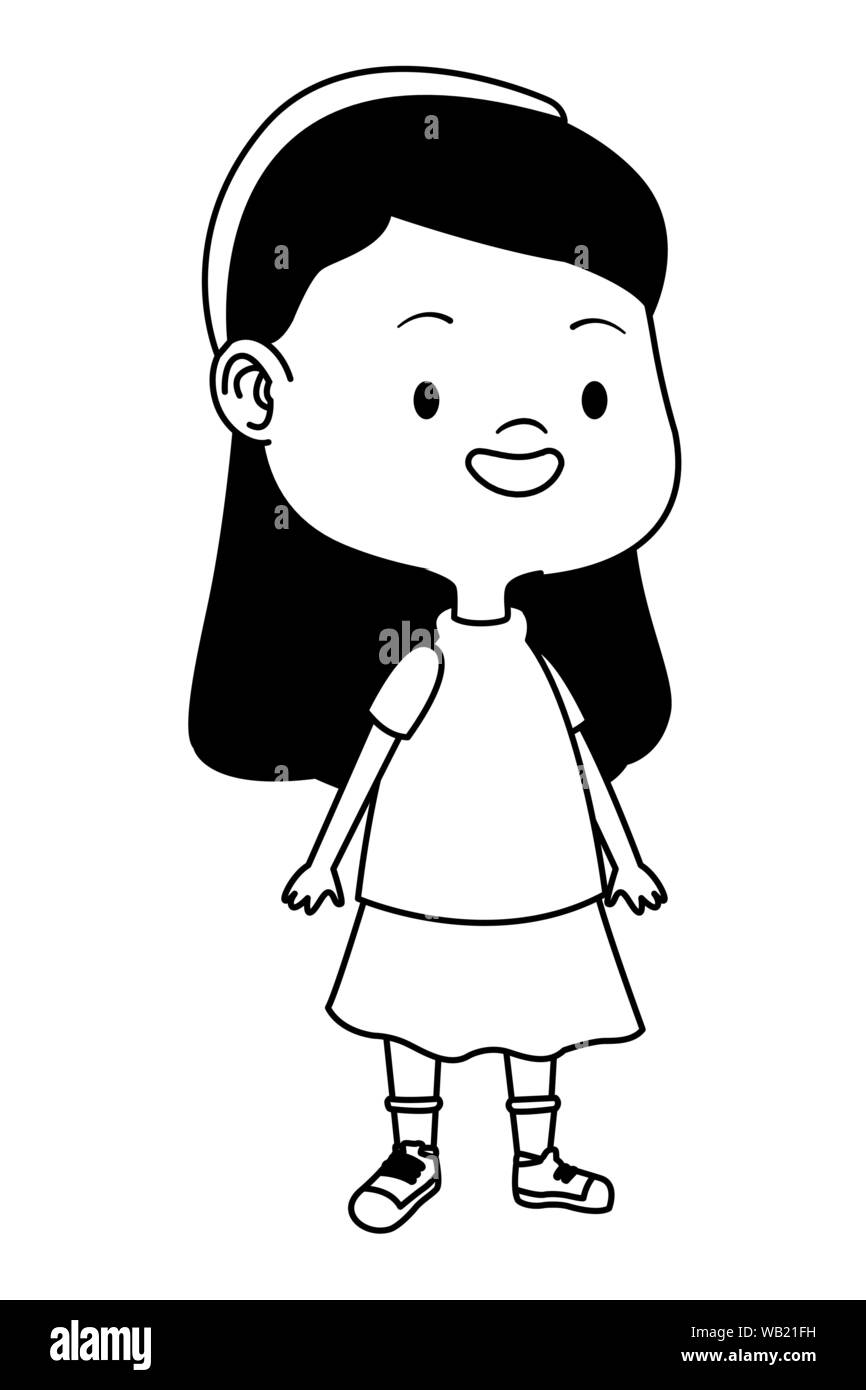 Happy kid having fun cartoons in black and white Stock Vector Image ...
