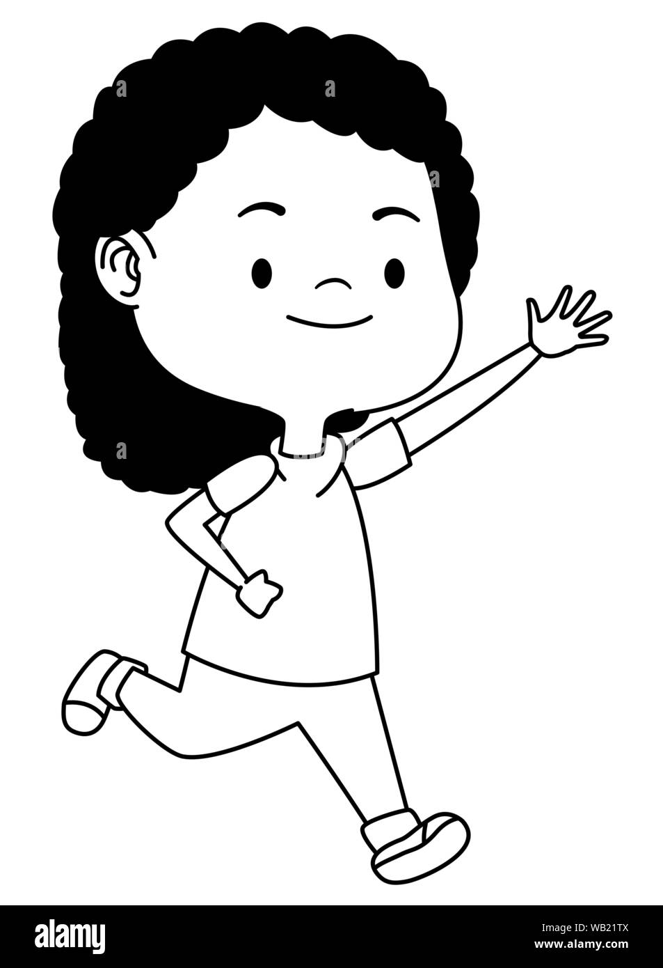 Happy kid having fun cartoons in black and white Stock Vector Image ...