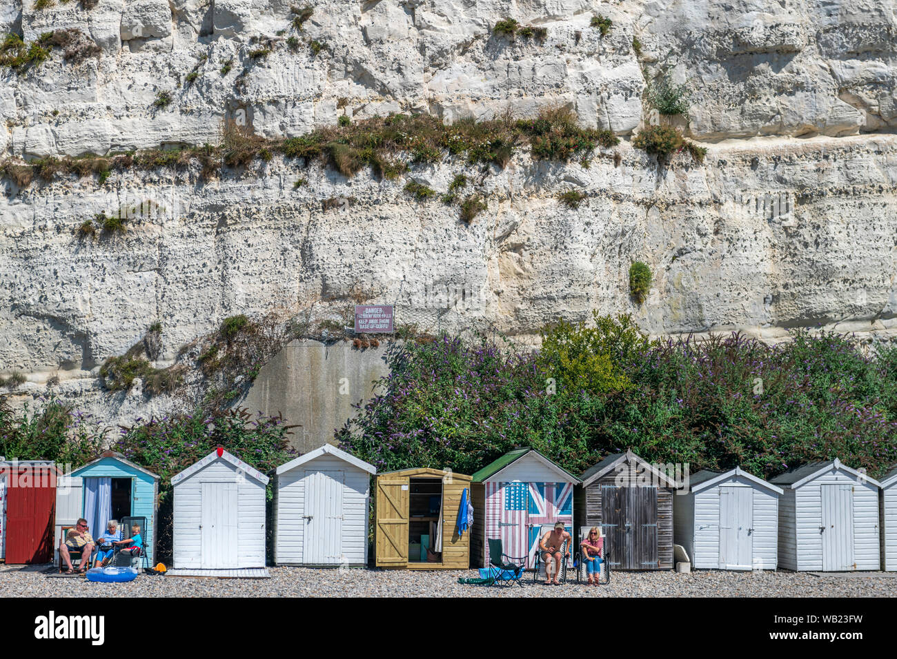 Beer, South East Devon, England. Holidaymakers enjoy the summer ...