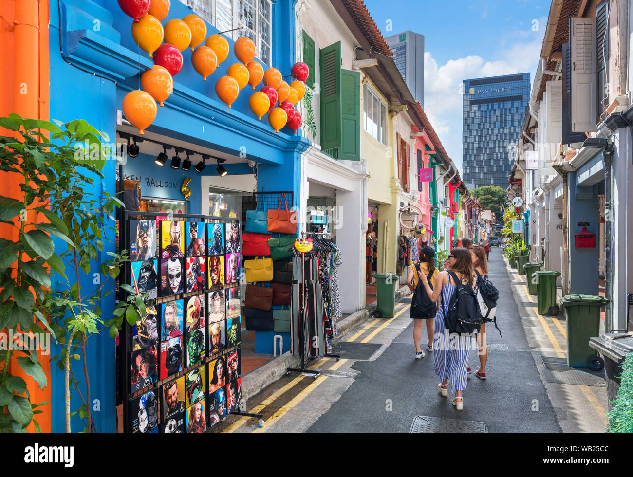 Shops on Haji Lane in the Kampong Glam district, Singapore City, Singapore Stock Photo