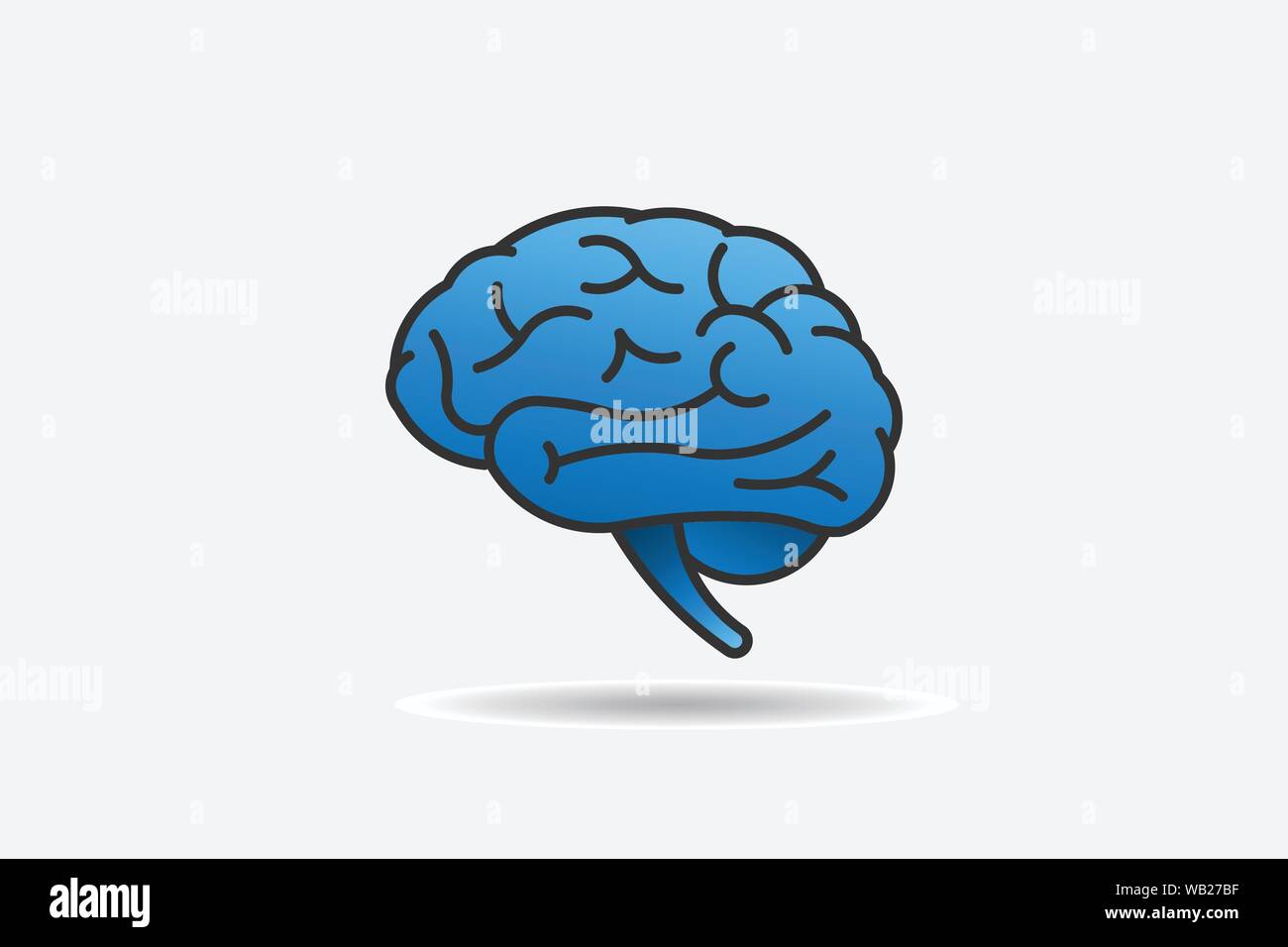 Brain Logo simple lines and curves. Vector design Stock Vector