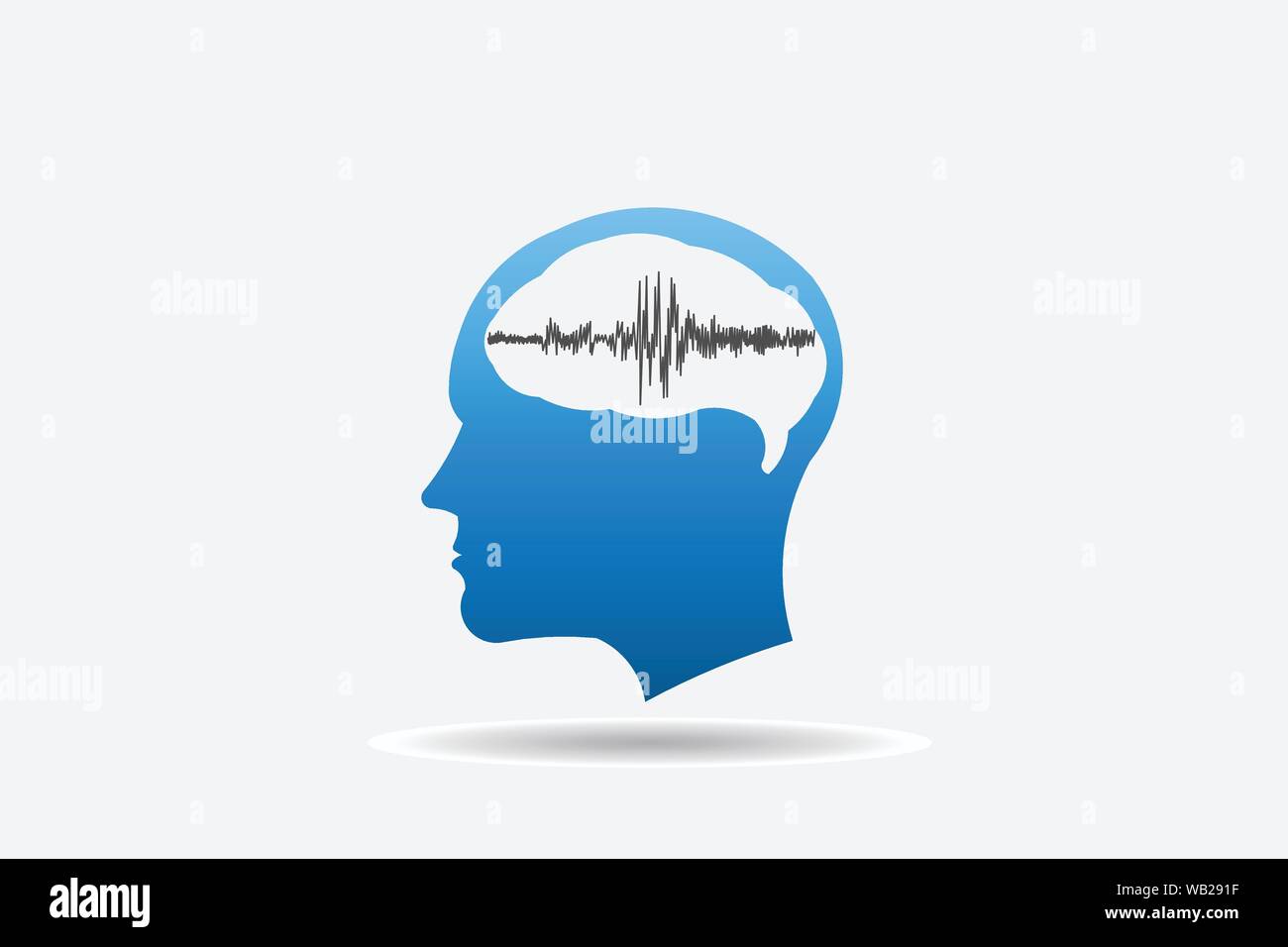 Brain with encephalogram trace. electrical activity, eeg. Logo Vector Design Stock Vector