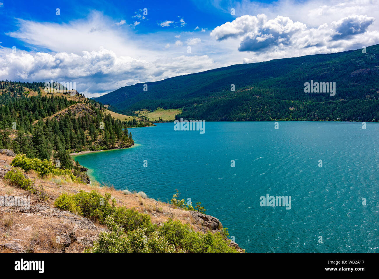 View of Kalamalka Lake from Kalamalka Lake Provinial Park near Vernon British Columbia Canada on a summer day Stock Photo