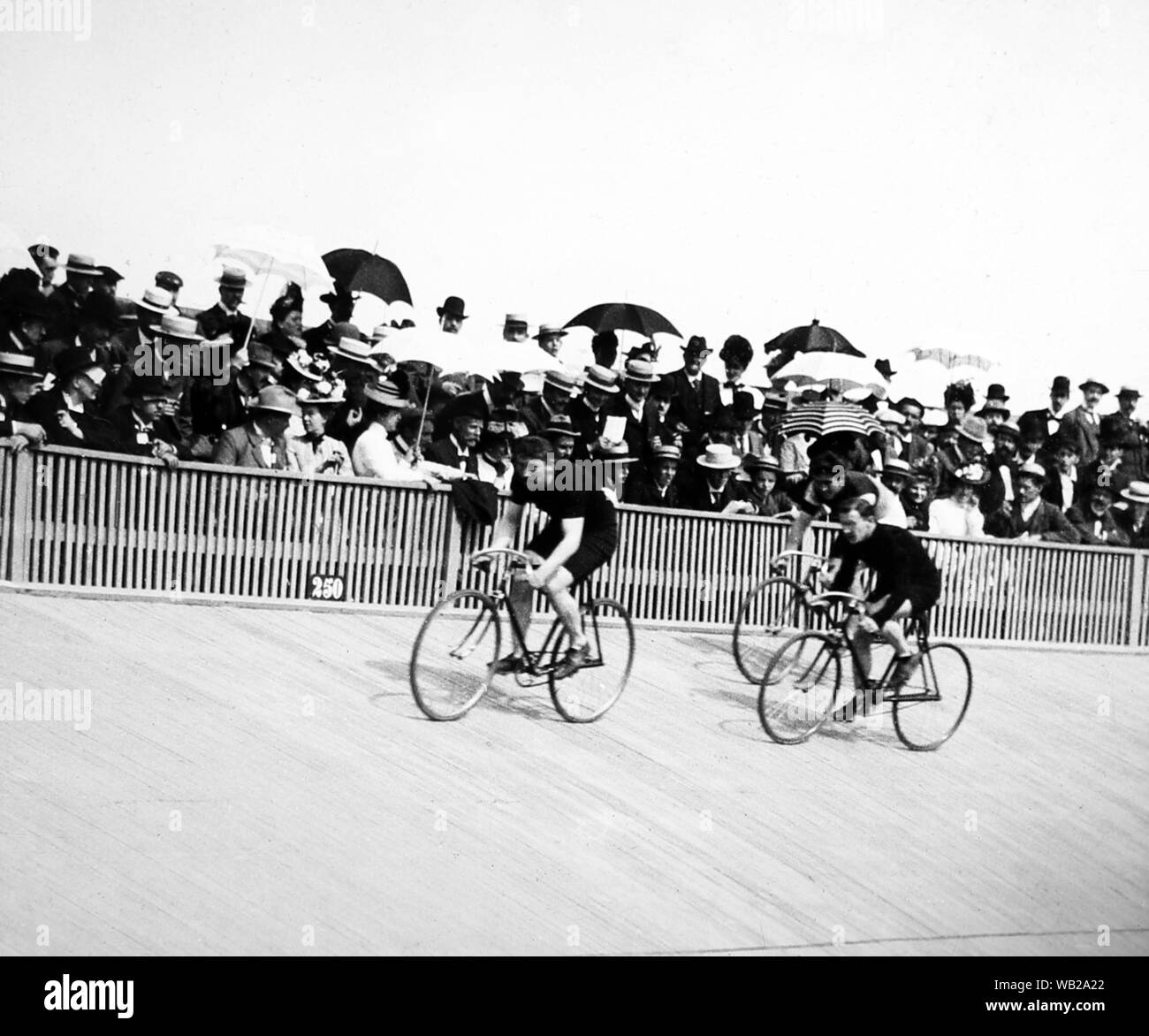 Cycle race at a velodrome, early 1900s Stock Photo