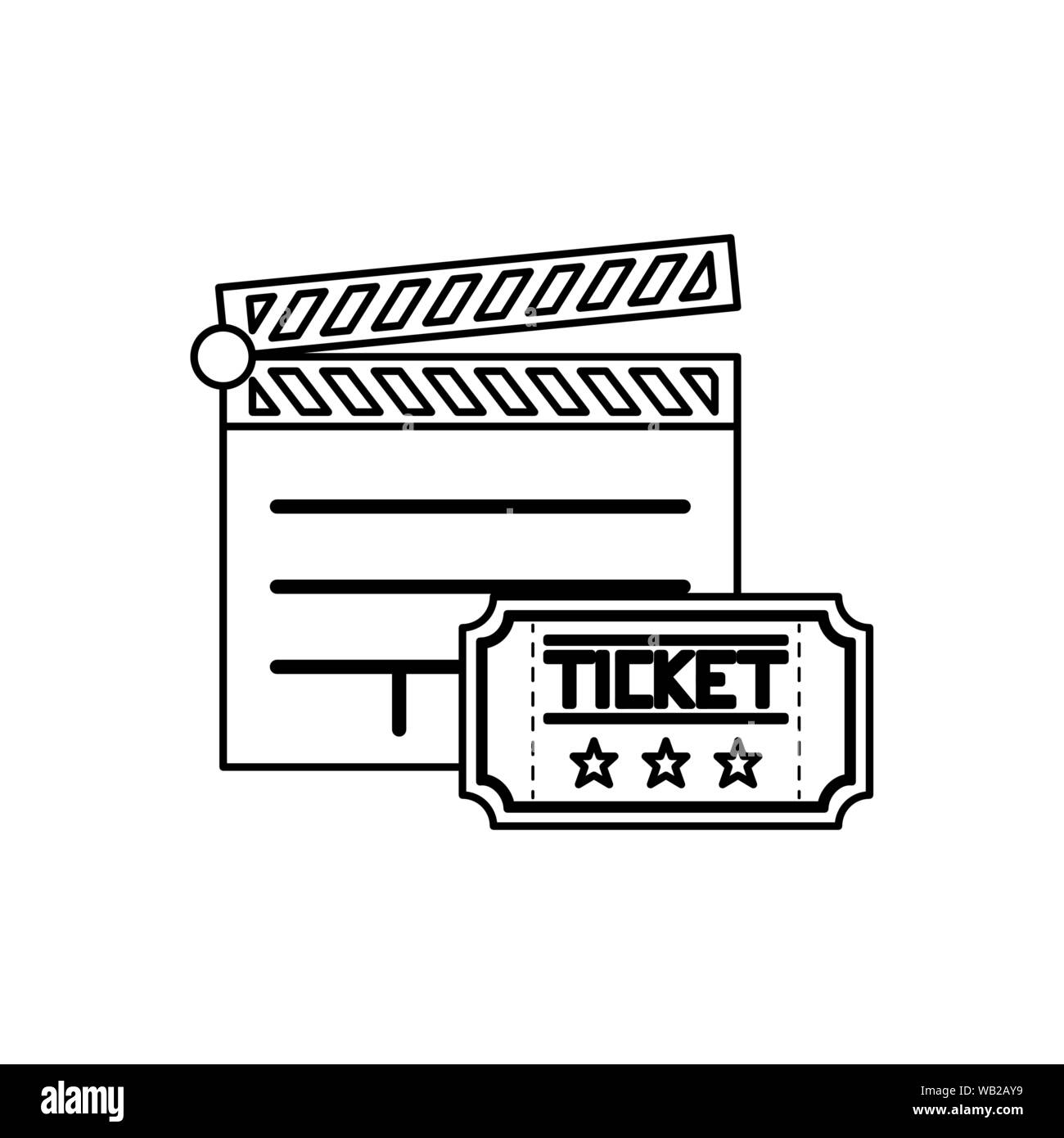 clapboard cinema with ticket isolated icon vector illustration design ...