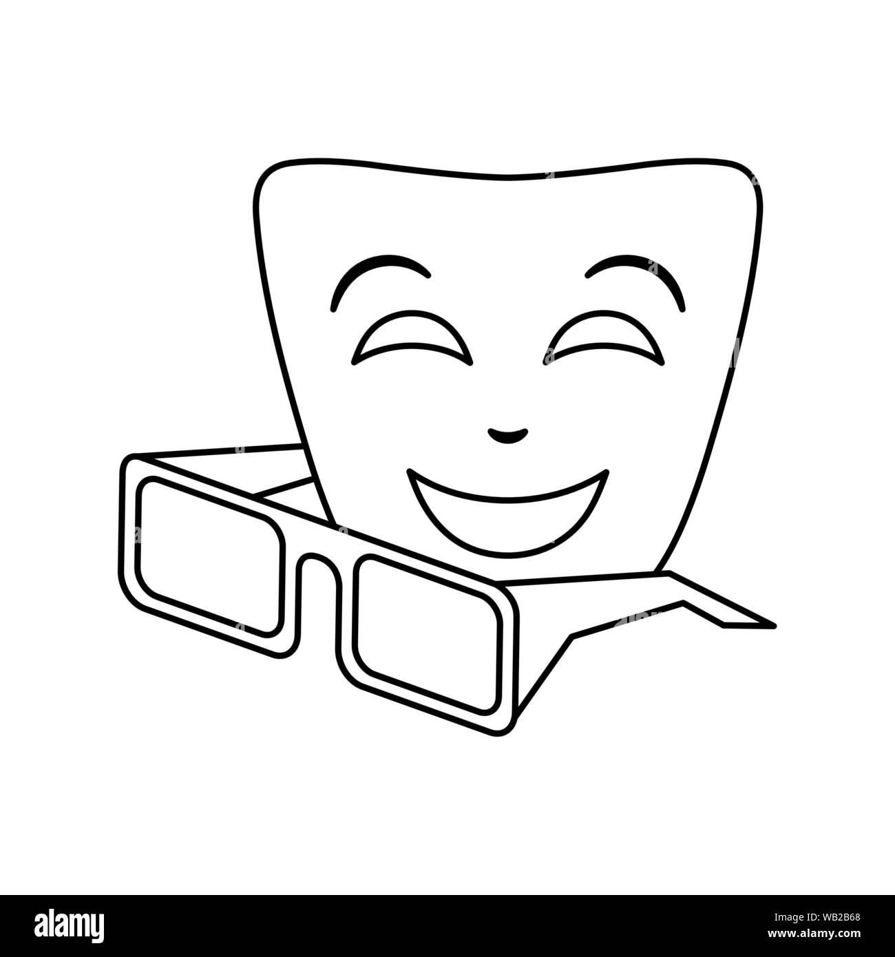 eyeglasses cinema 3d with theater mask vector illustration design Stock