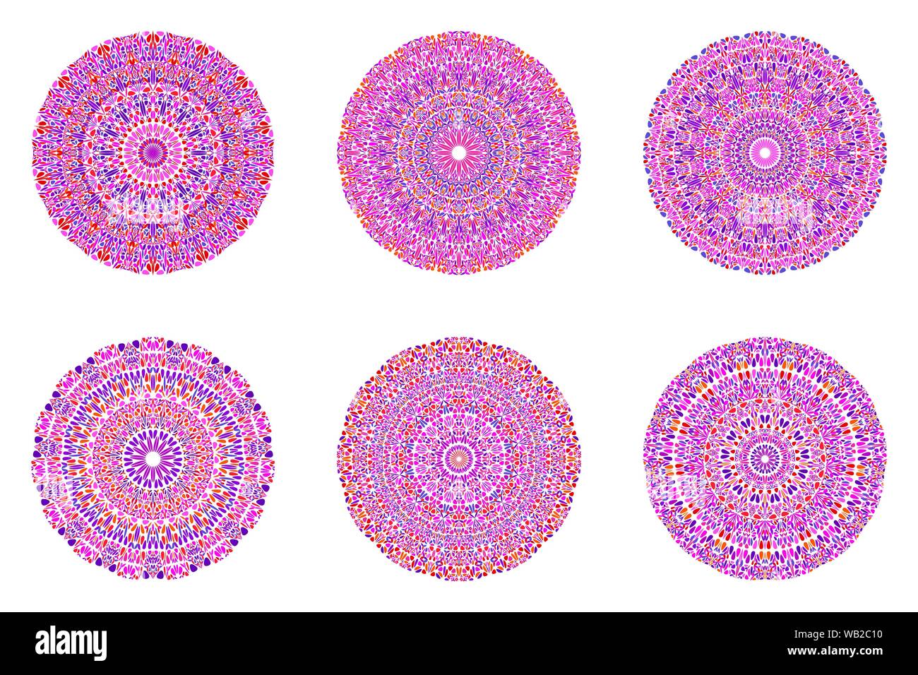 Circular geometrical floral ornament pattern mandala set - ornate abstract vector graphic Stock Vector