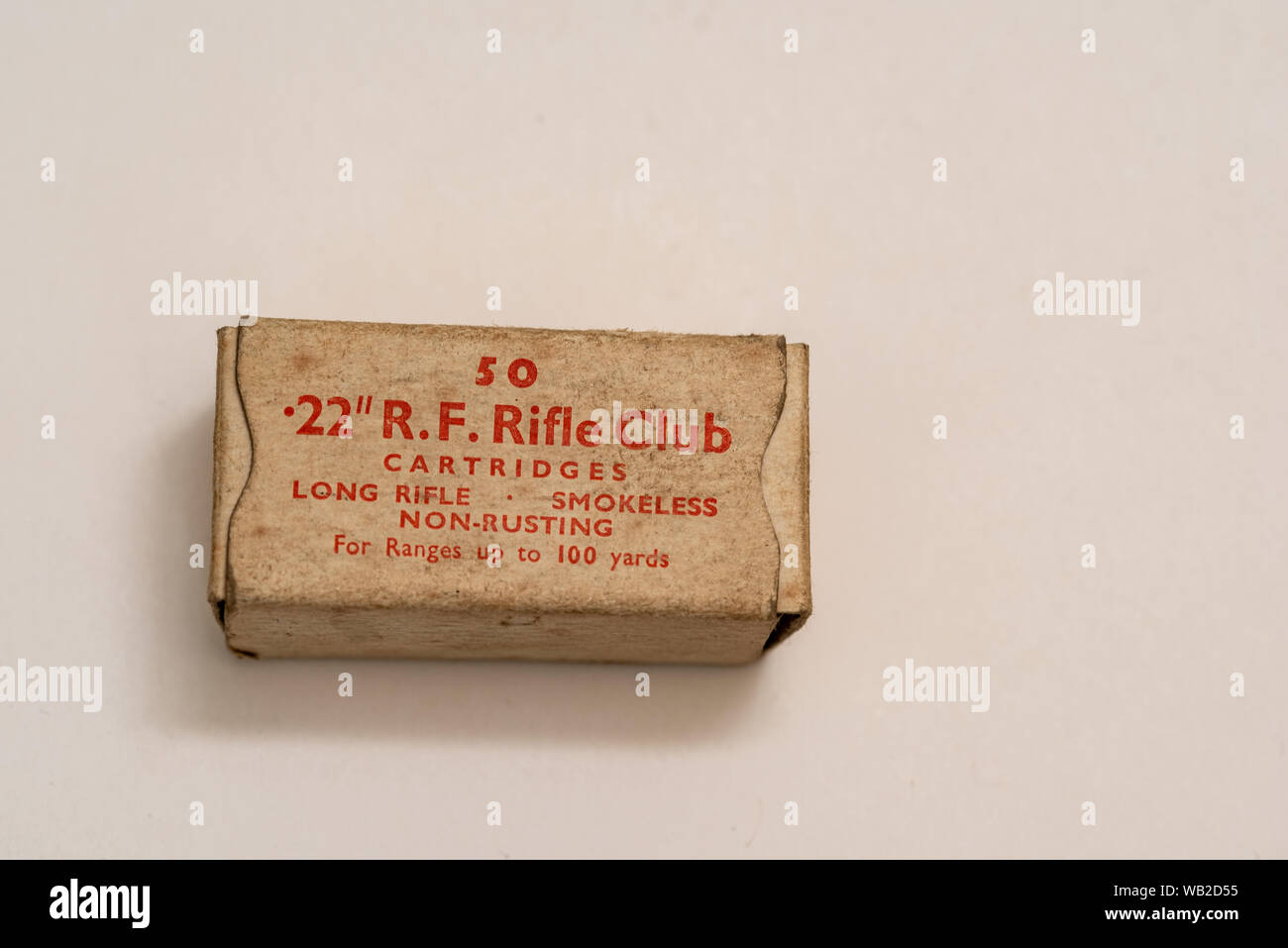 A box of .22 calibre bullets. Stock Photo
