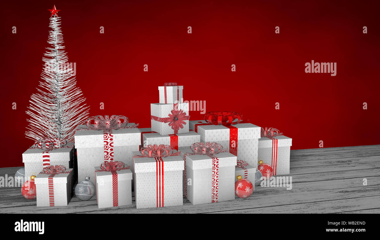 Christmas gift box with a dark-red ribbon bow. Snowflakes around Stock  Photo by ©vitcom 4478739