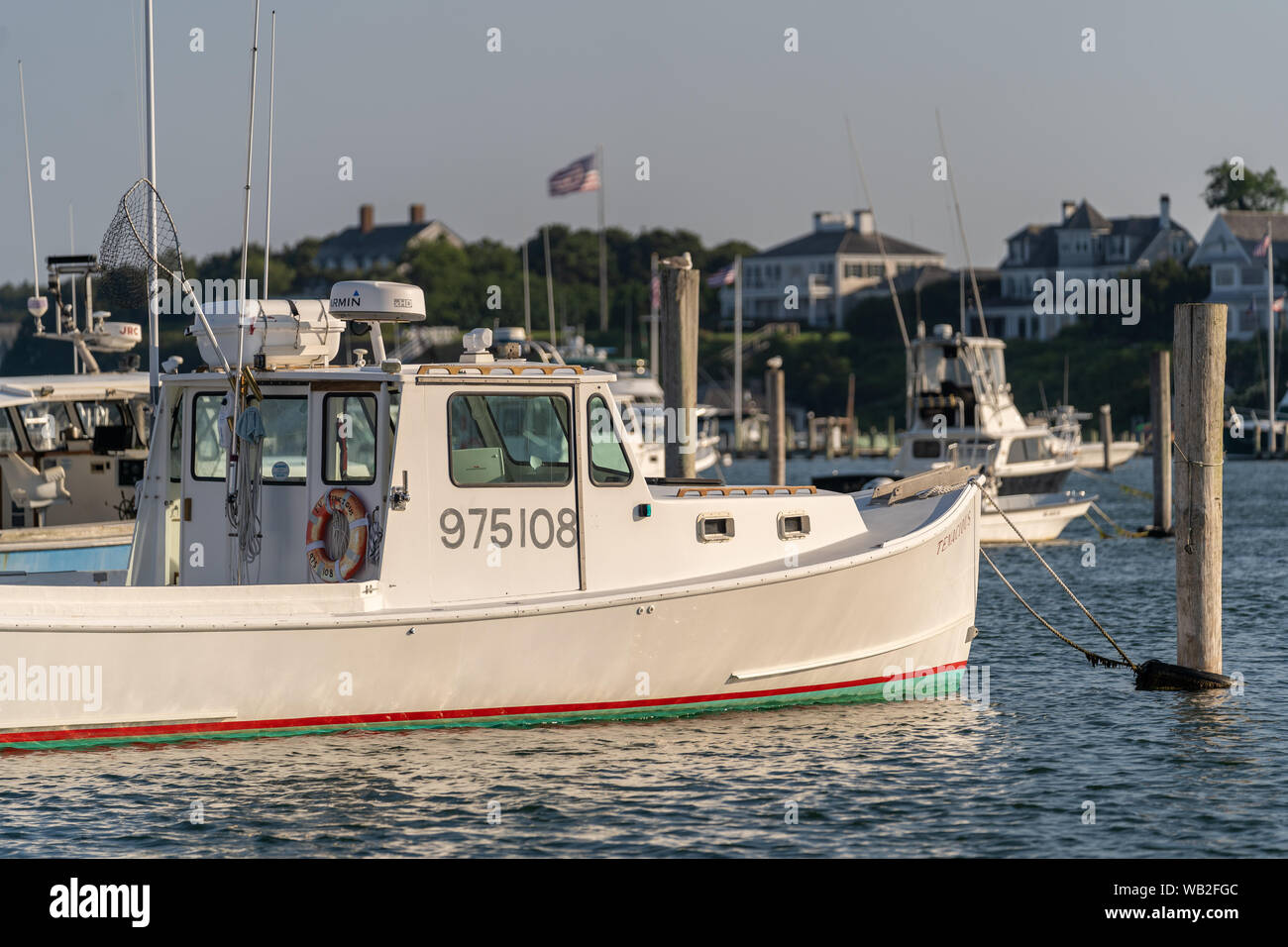Local Fishing Boats on their moorings in Edgartown Harbor in