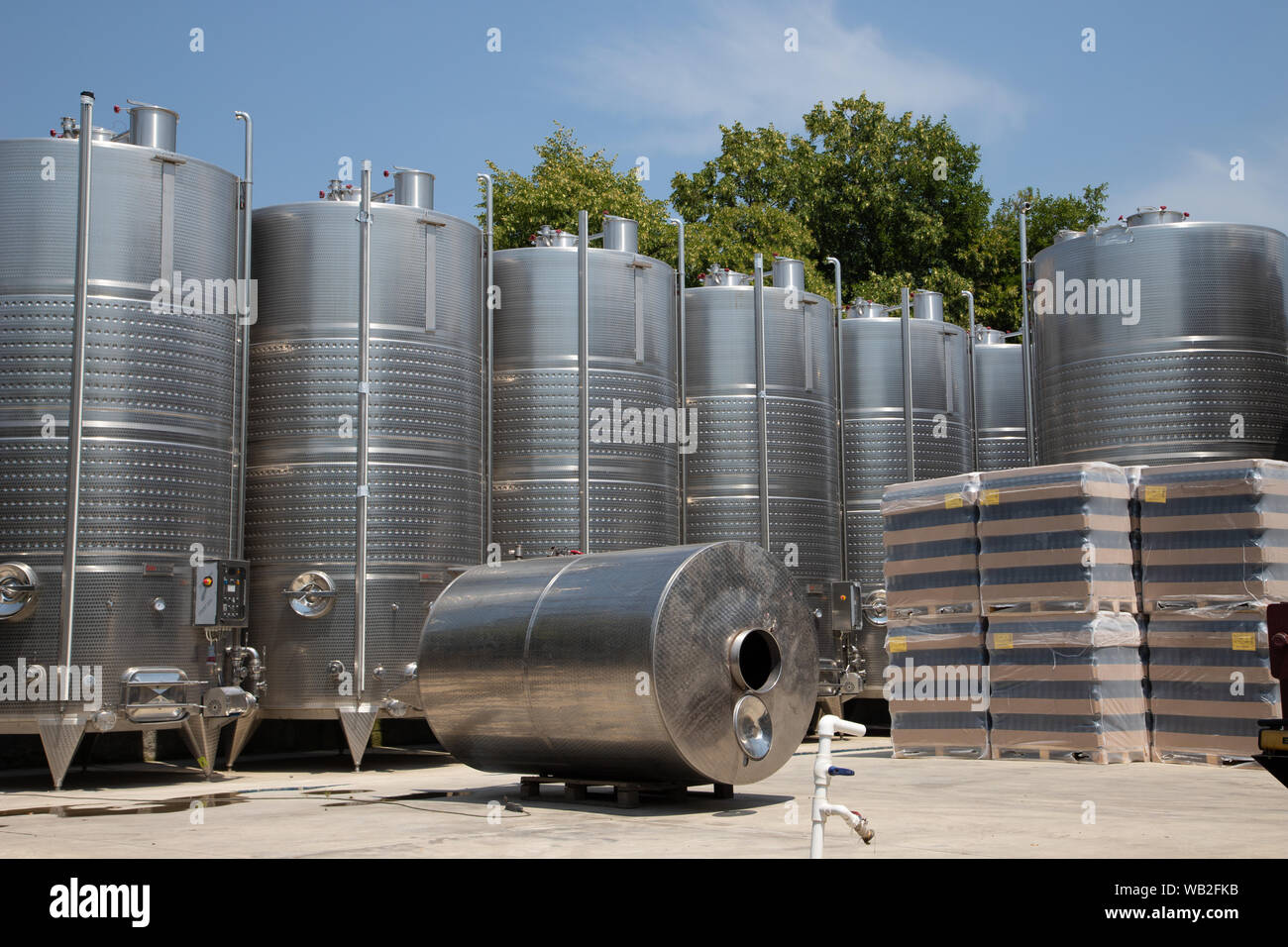 Winery factory metal wine storage barrels Stock Photo Alamy