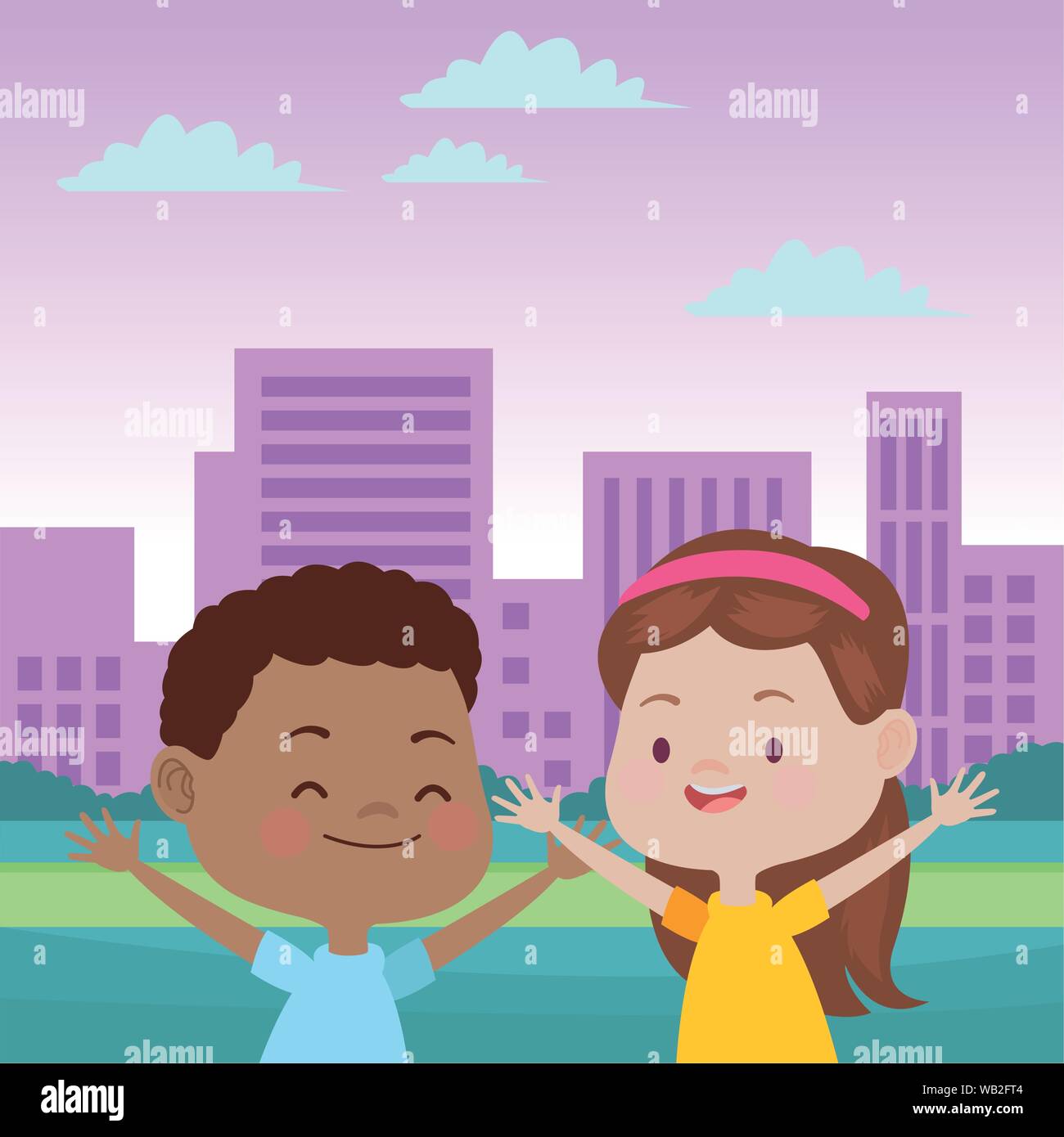 Cute happy kids having fun cartoons Stock Vector Image & Art - Alamy