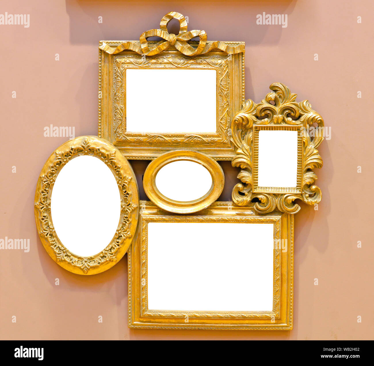 Collage of Antique Golden Multi Frames at Wall Stock Photo - Alamy