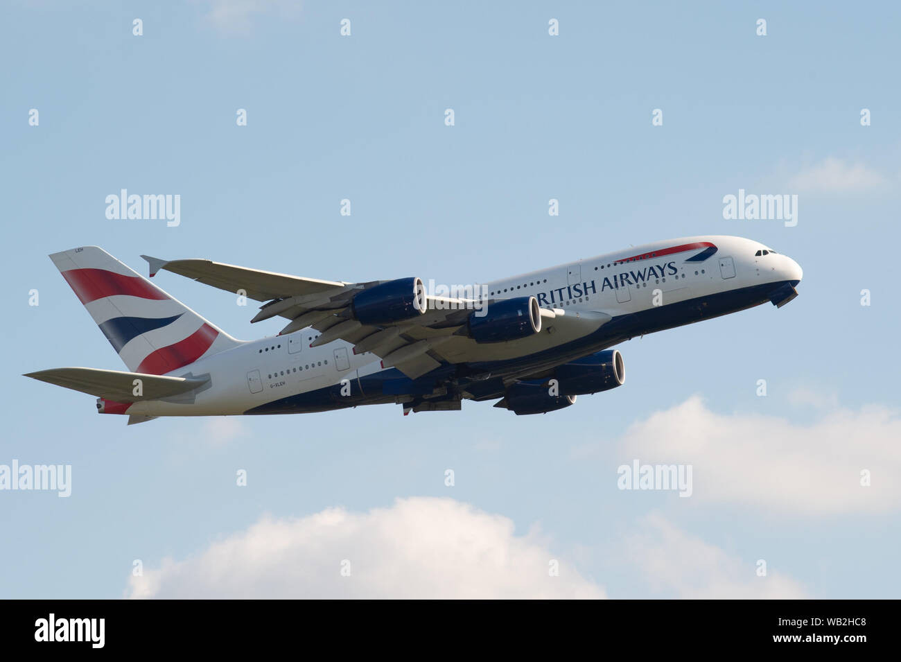 London, UK. 23rd August 2019. BA planes take off from Heathrow Airport shortly after the British Airline Pilots Association (BALPA) announced it has given notice to British Airways that it will call on its members to strike on 9th, 10th and 27th September 2019. Credit: Peter Manning/Alamy Live News Stock Photo