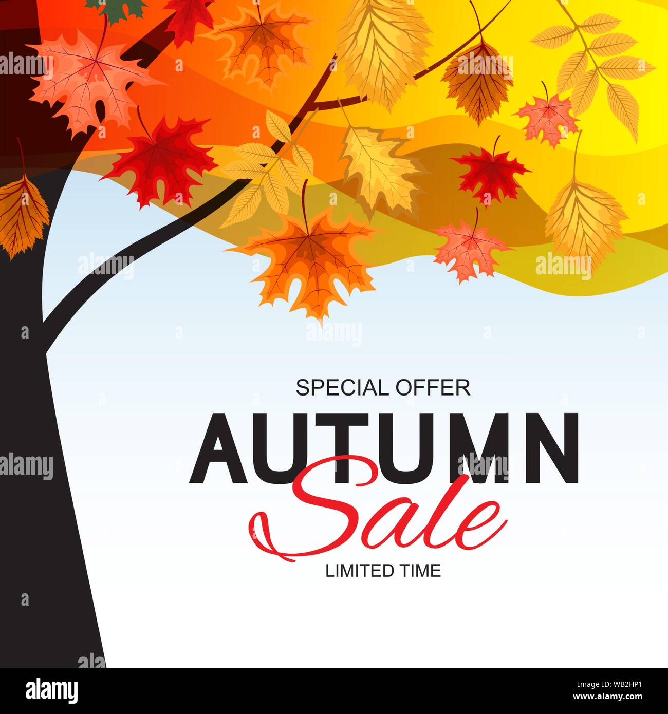Abstract Vector Illustration Autumn Sale Background with Falling Autumn ...