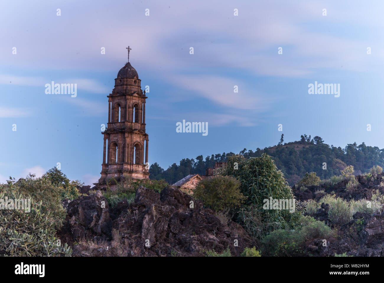 Town destroyed by Paricutin volcano Stock Photo
