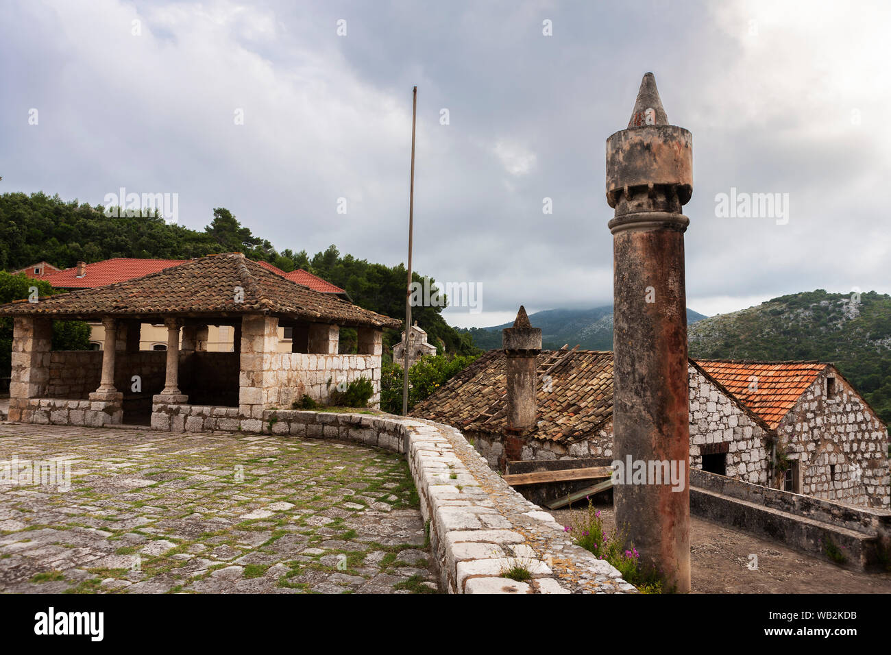 Public meeting place, Ulica Dolac, island of Lastovo, Dubrovnik-Neretva, Croatia Stock Photo
