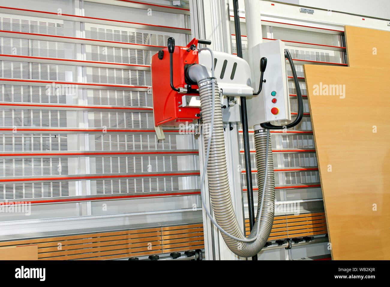 Vertical planer for cutting wood and veneer boards Stock Photo Alamy