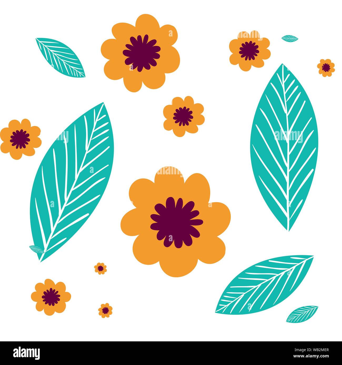 pattern flowers with leafs isolated icon Stock Vector Image & Art - Alamy
