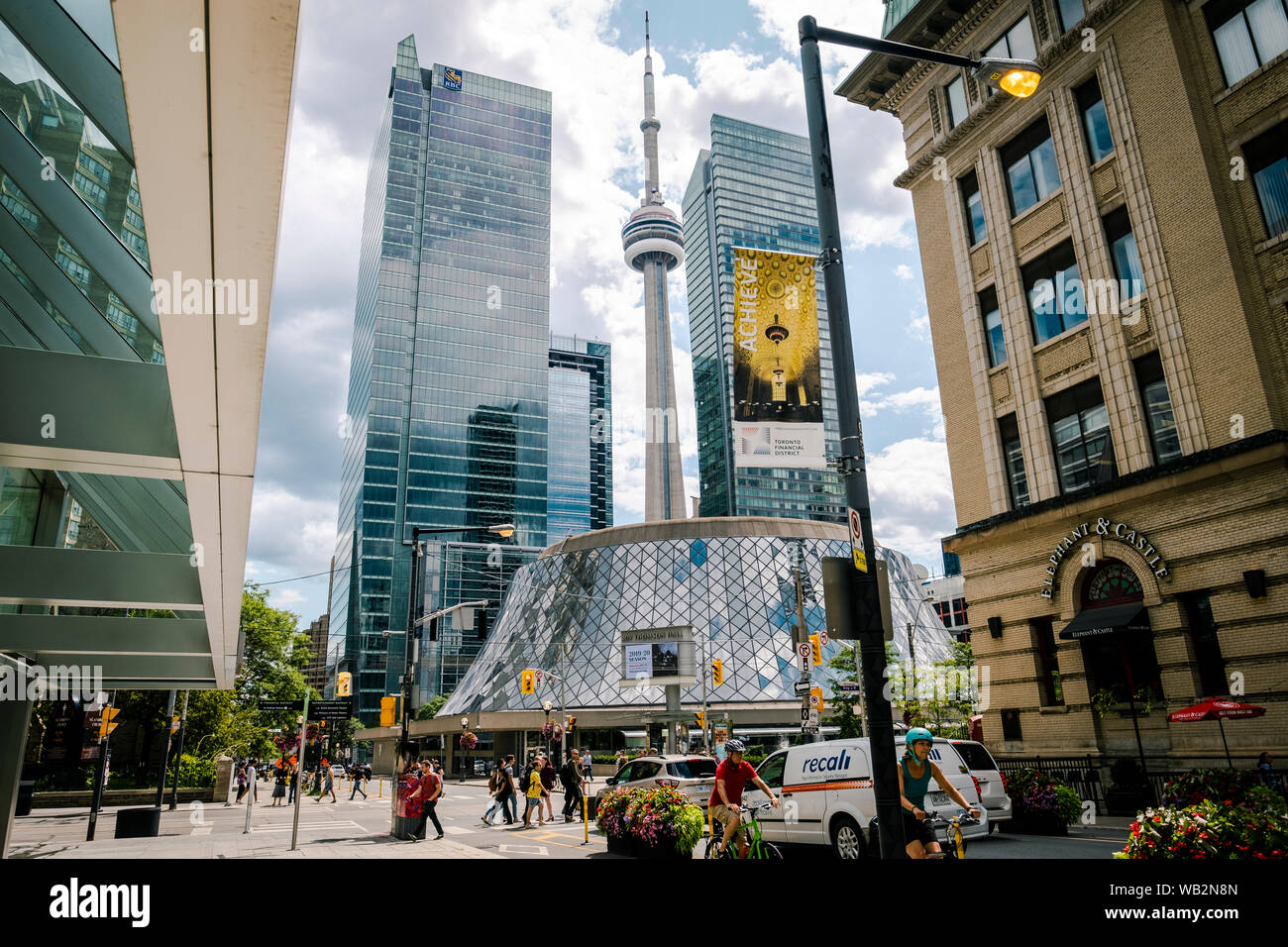 Toronto CN Tower And Roy Thompson Hall, Toronto Symphony Orchestra, Music Hall Stock Photo