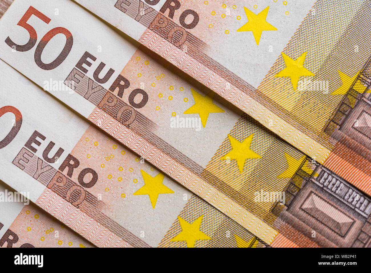 Euro currency of 50 euros. Concept of finance, business, European Union. Stock Photo