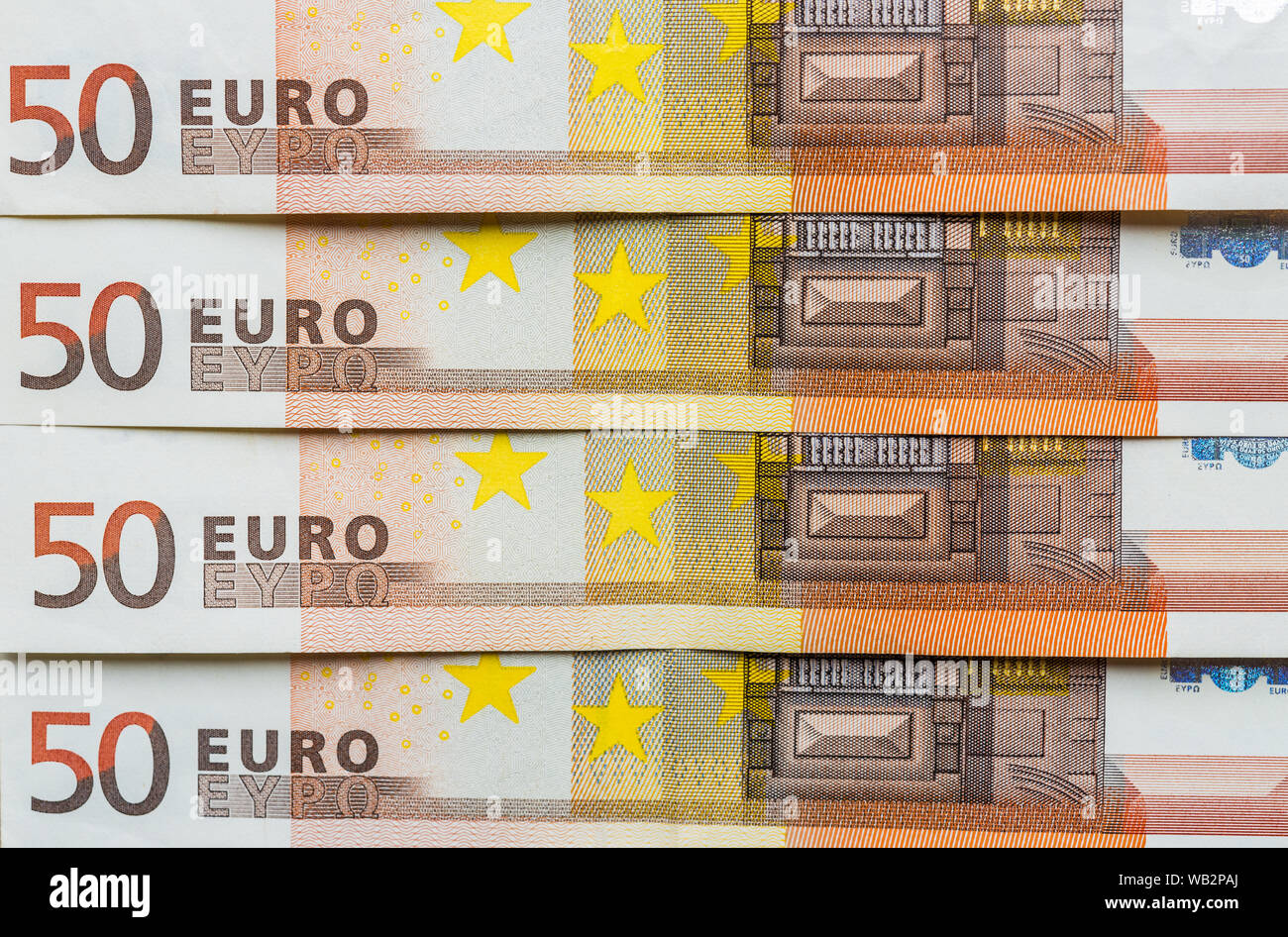 Euro currency of 50 euros. Concept of finance, business, European Union. Stock Photo