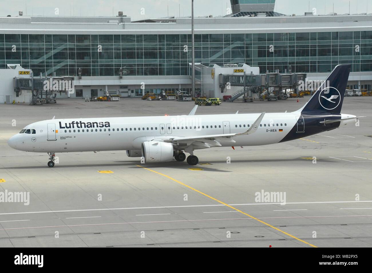 Lufthansa aircraft at Munich airport Stock Photo