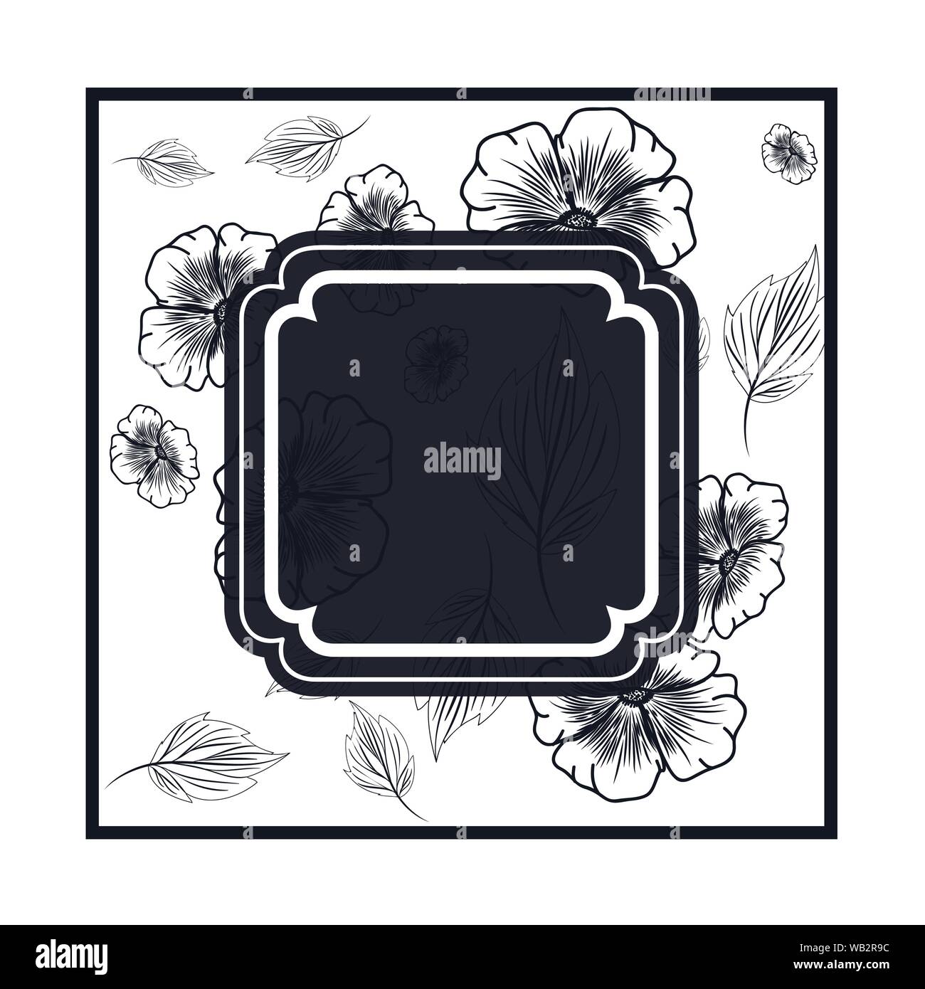 frame with flowers and leafs isolated icon Stock Vector Image & Art - Alamy