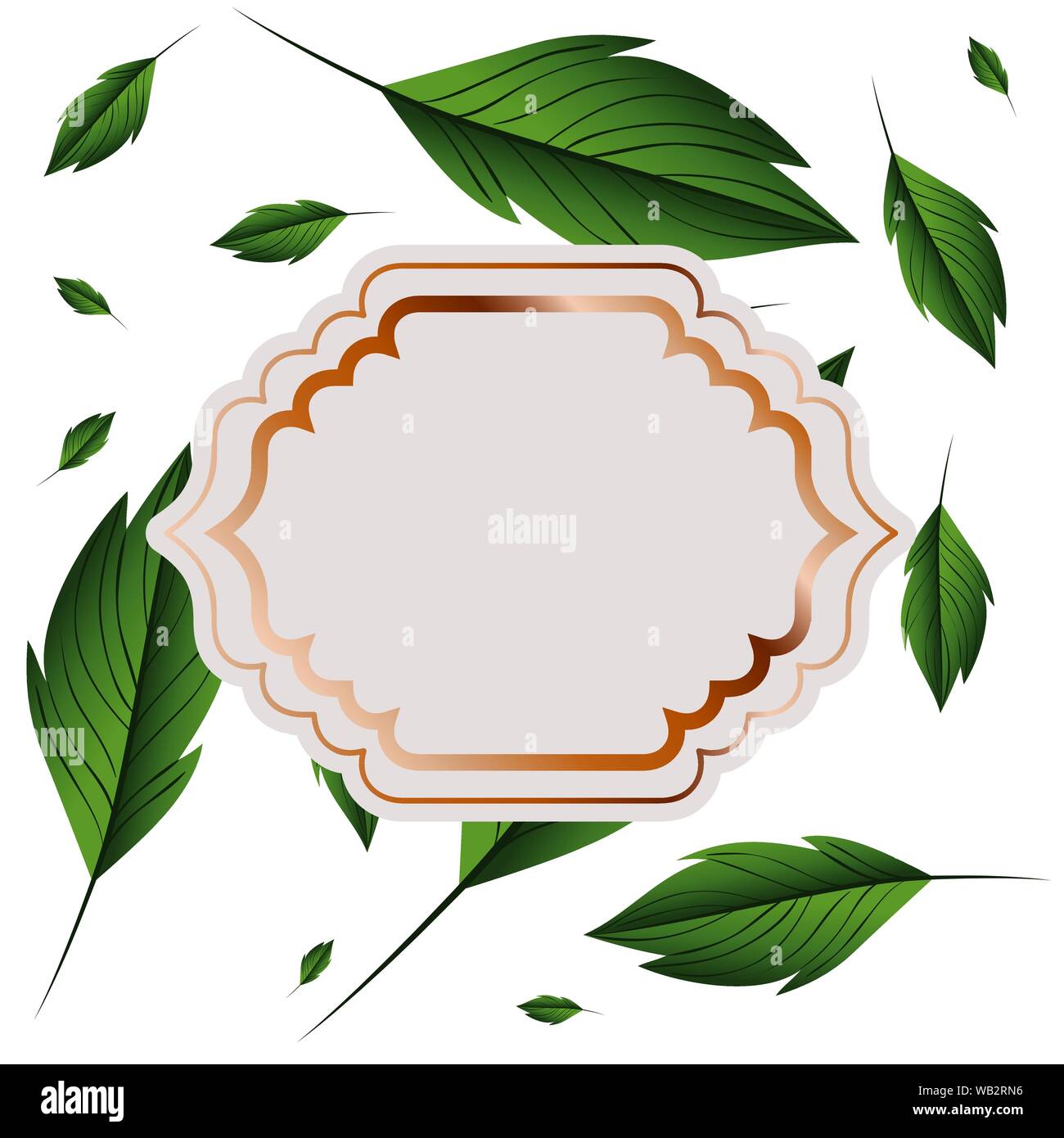 frame with branch and leaf isolated icon Stock Vector Image & Art - Alamy