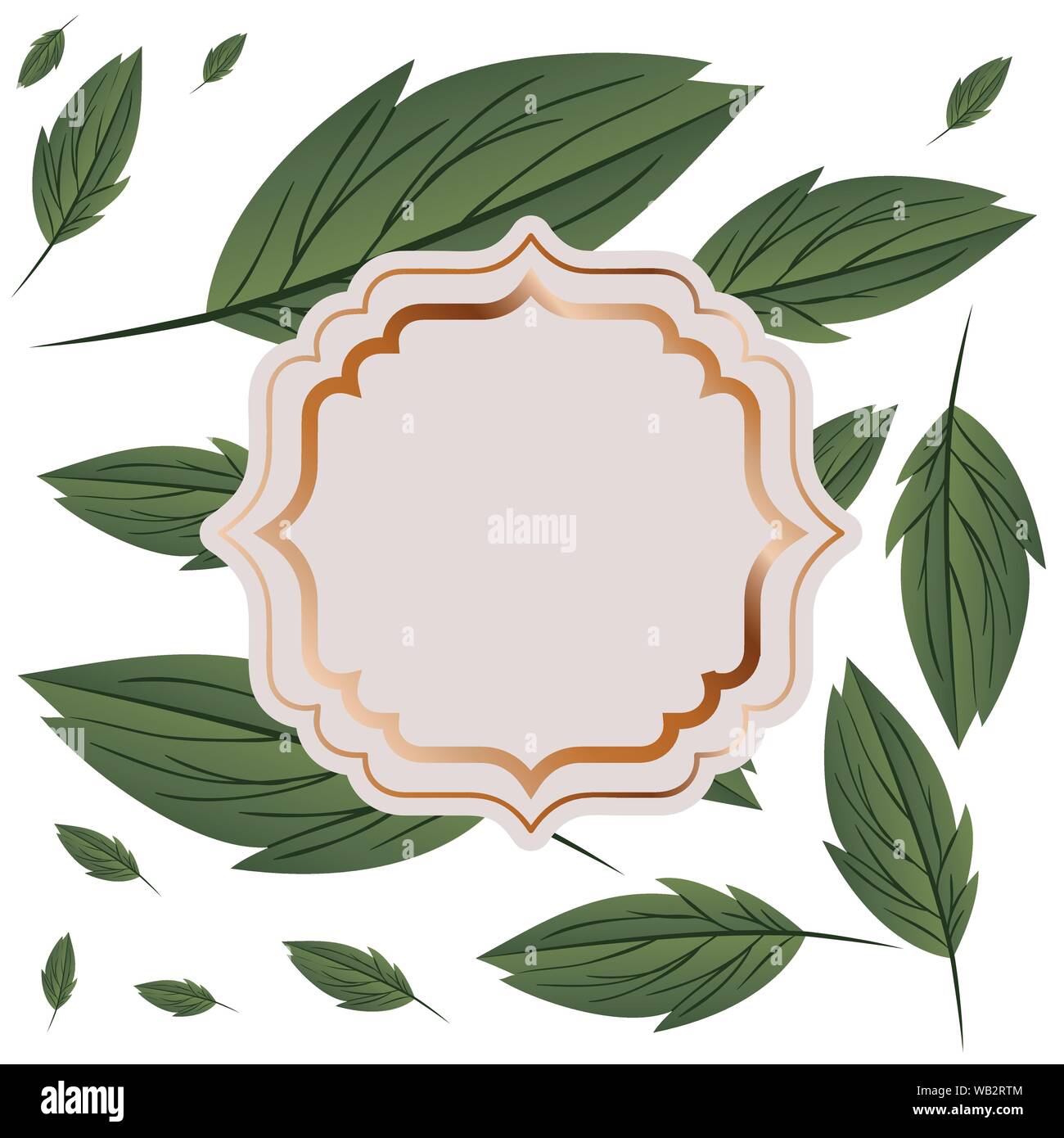 frame with branch and leaf isolated icon Stock Vector Image & Art - Alamy