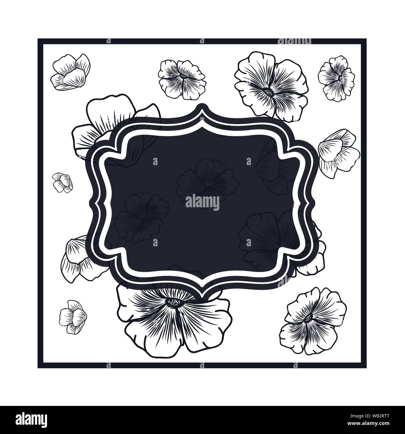 frame with flowers isolated icon Stock Vector Image & Art - Alamy
