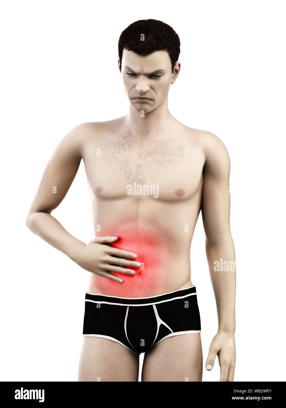 Abdominal pain, conceptual illustration. Stock Photo