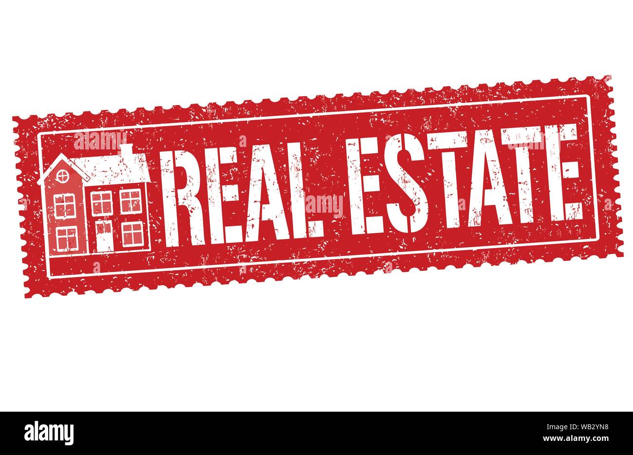 Real estate sign or stamp on white background, vector illustration