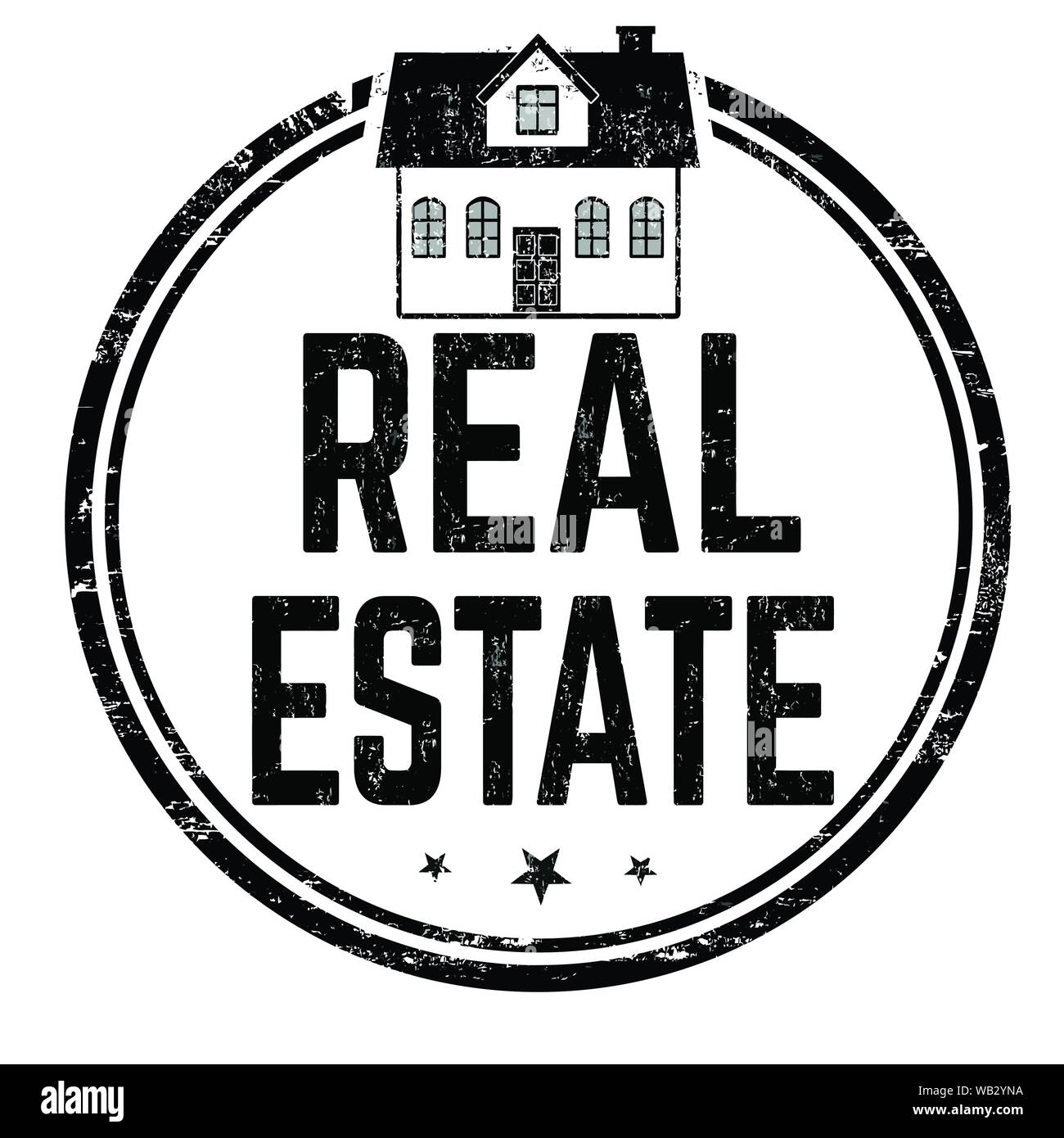 Real estate sign or stamp on white background, vector illustration Stock Vector