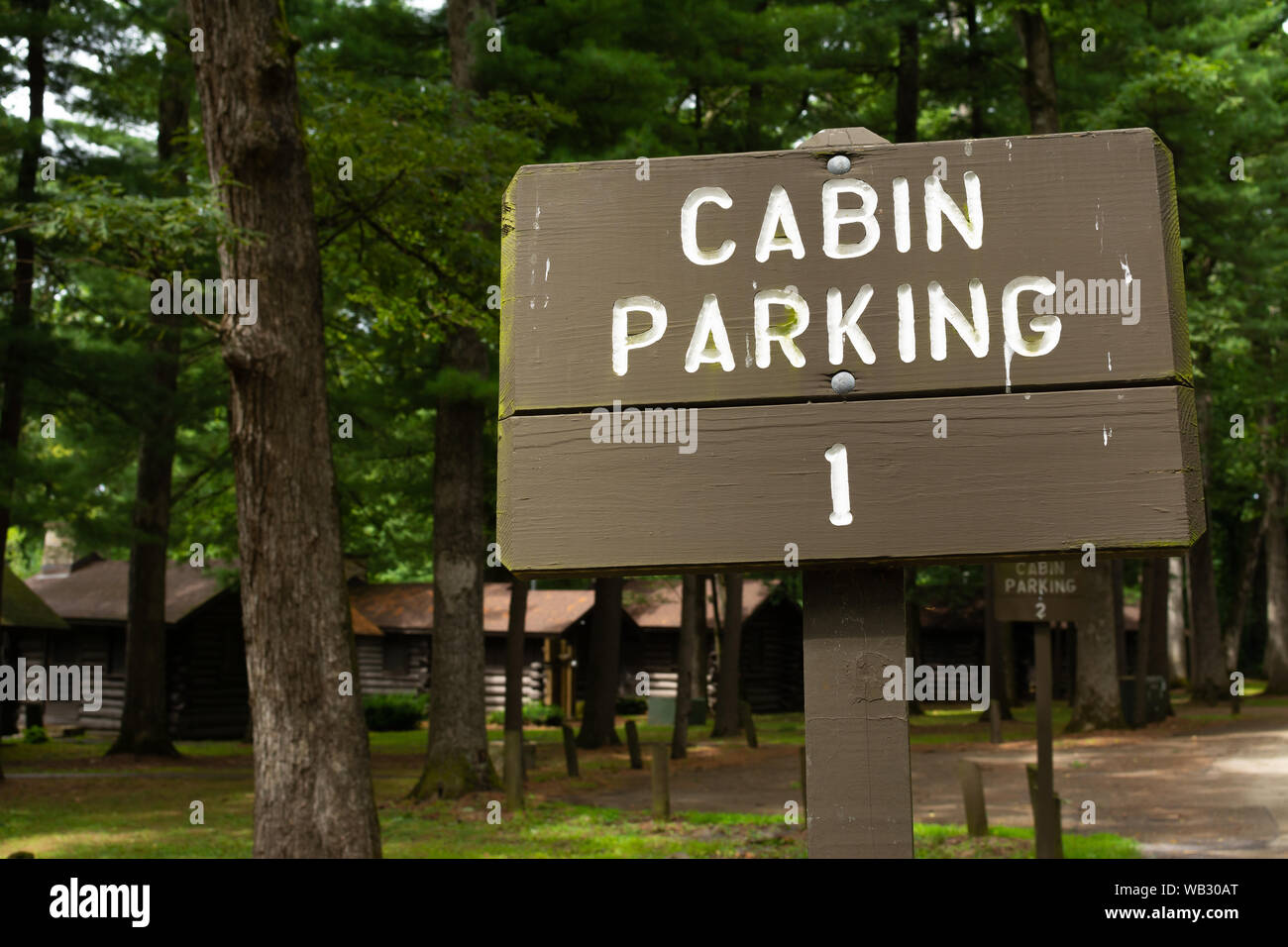 Cabin Parking Sign In White Pines Forest State Park Mt Morris