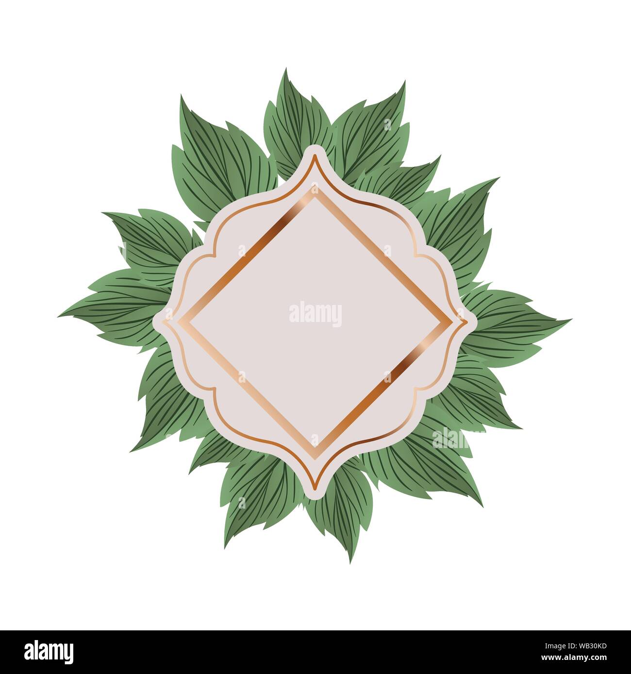 frame with branch and leaf isolated icon Stock Vector Image & Art - Alamy