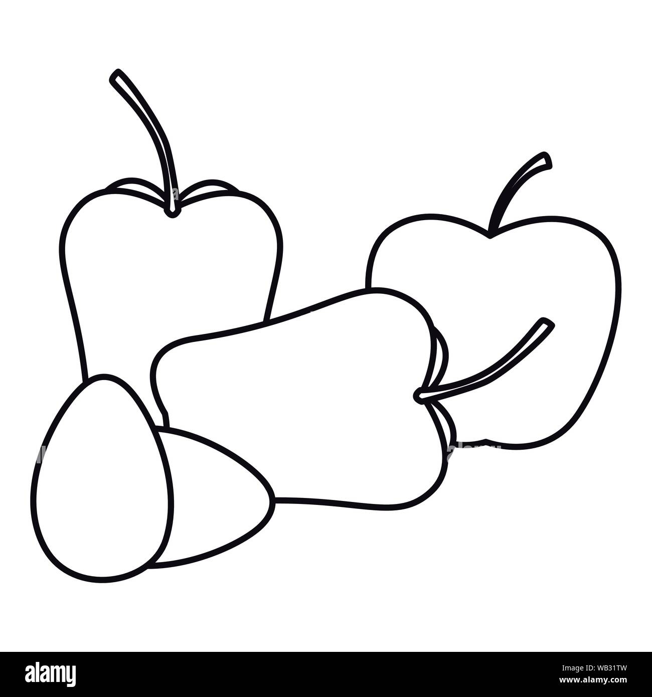 pepper apple eggs preparation cooking vector illustration Stock Vector ...