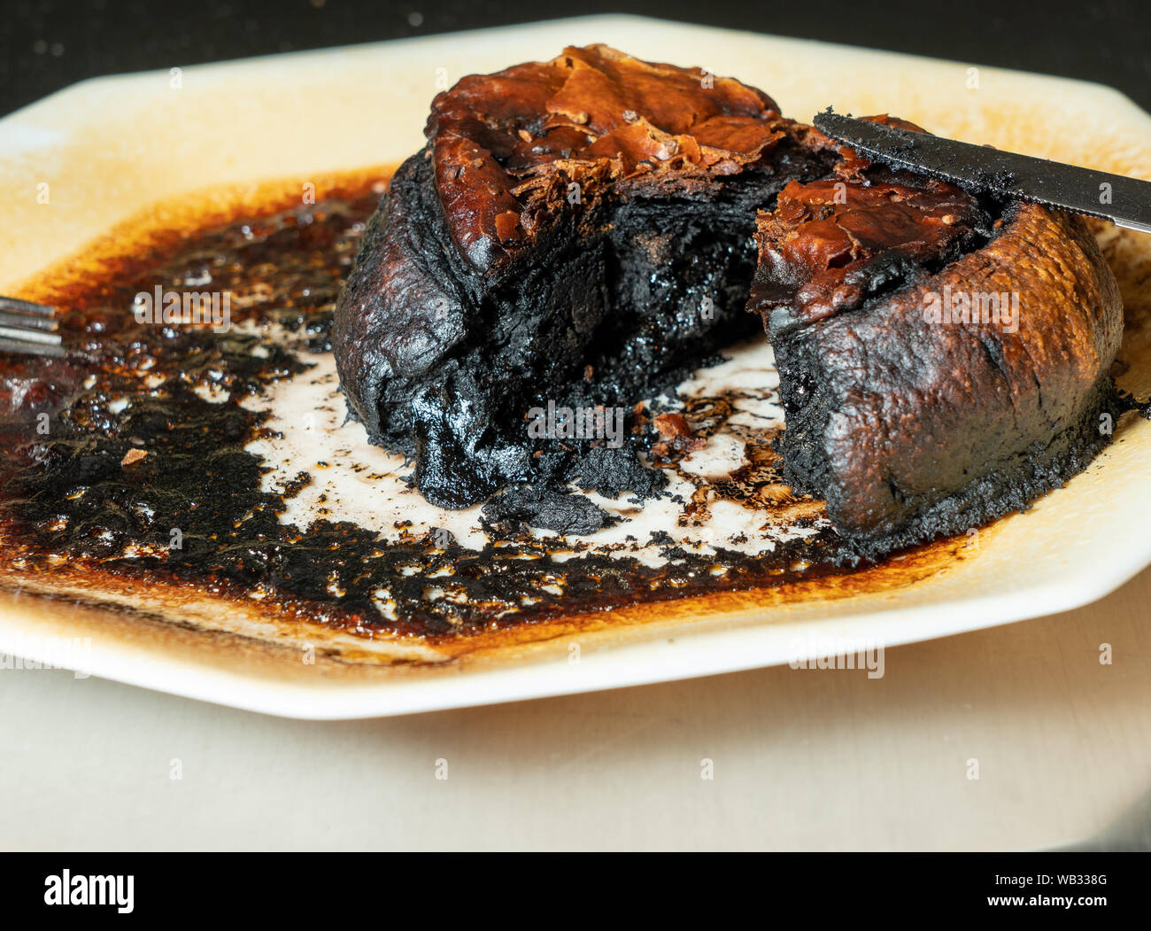 Close Up Of Meat Pie Left Too Long In Microwave Oven Stock Photo Alamy