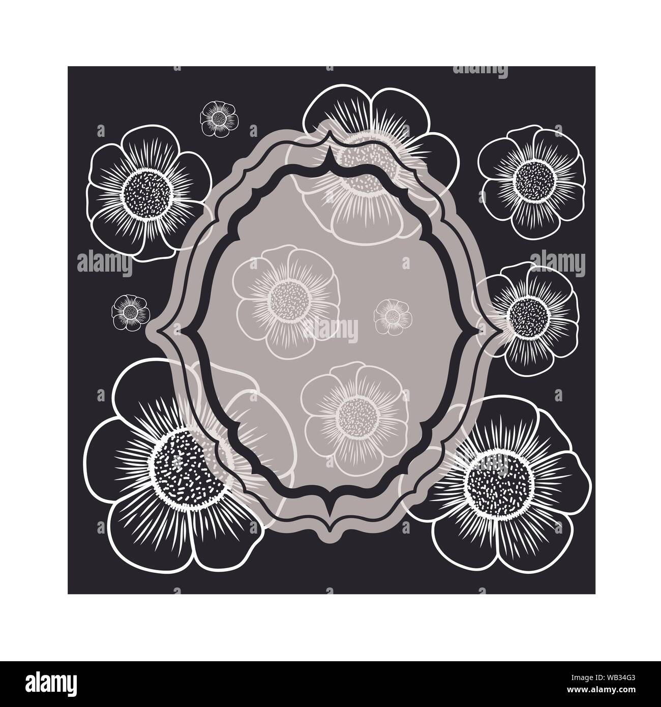 frame with flowers isolated icon Stock Vector Image & Art - Alamy