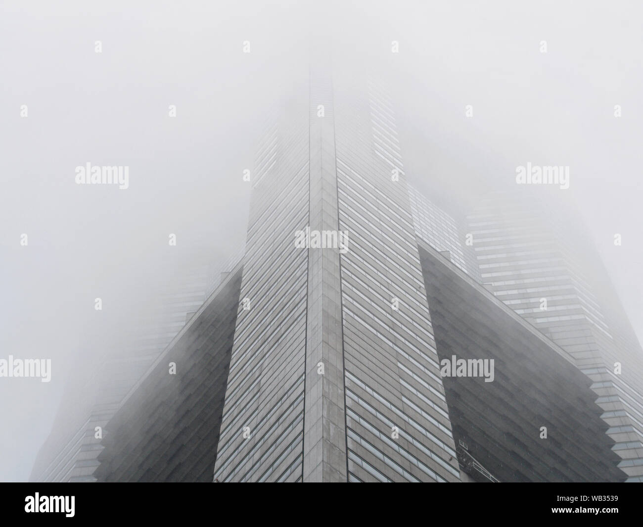 Landmark Tower in fog Yokohama, Japan. Stock Photo
