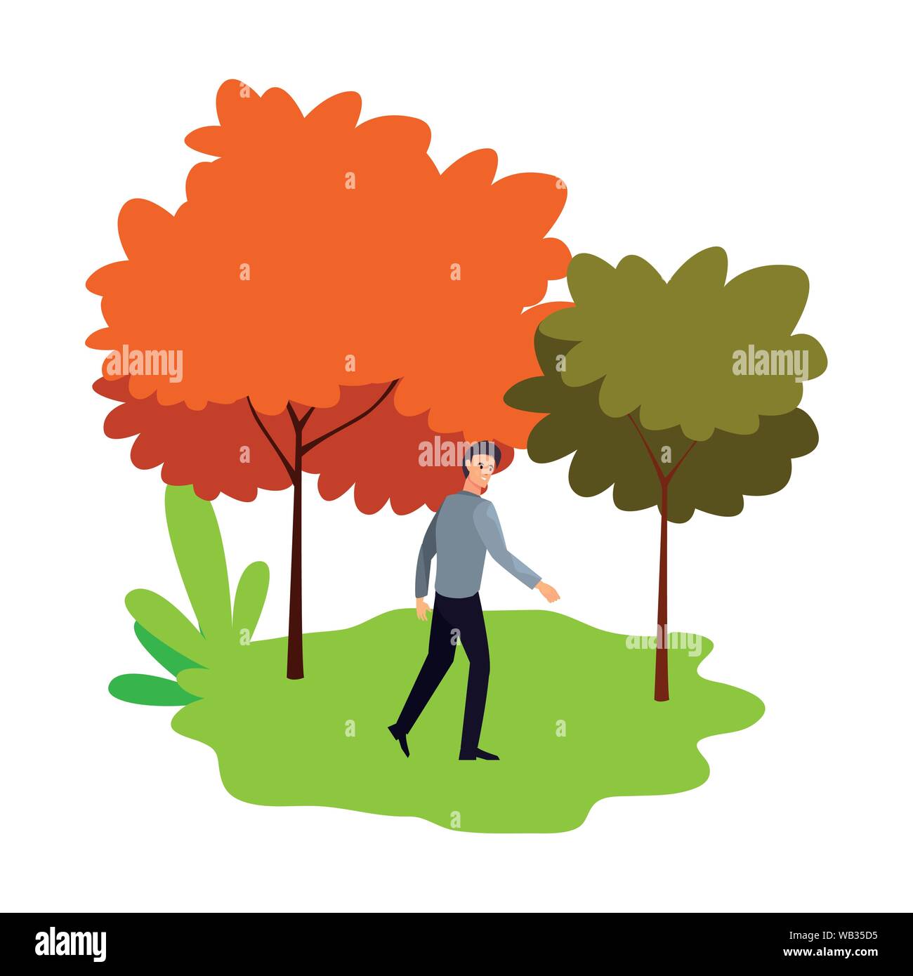 businessman portrait character park landscape background vector ...