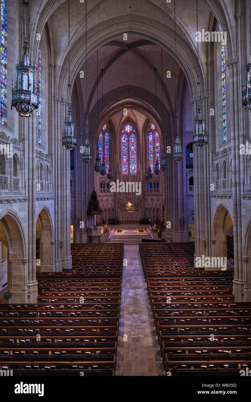 The magnificent gothic architecture interior of the East Liberty Presbyterian Church, East Pittsburgh, Pennsylvania, USA Stock Photo