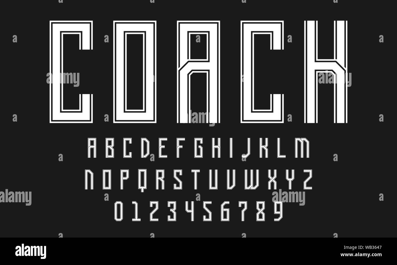 Set of alphabets font letters and numbers modern abstract design with lines vector illustration