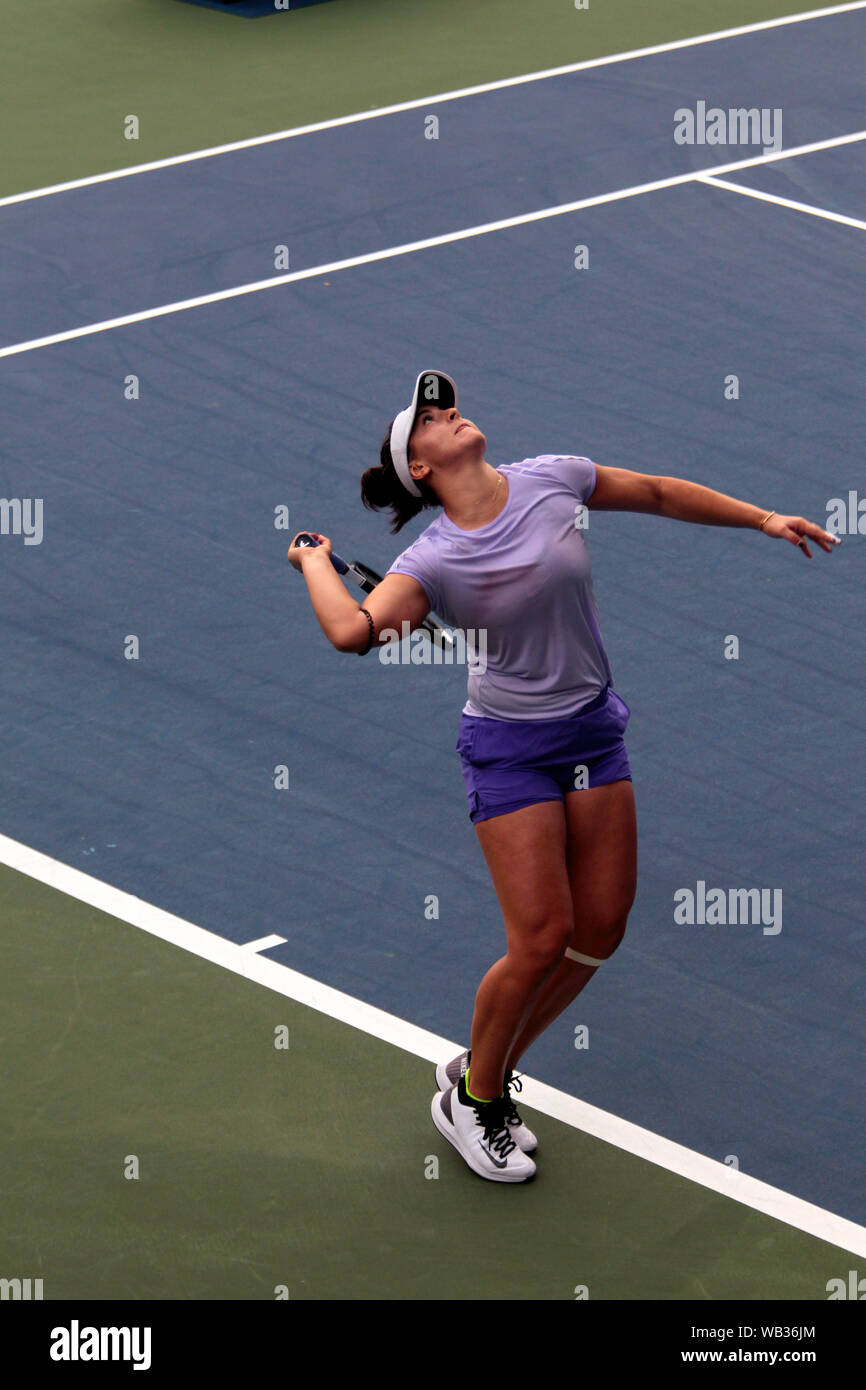 Flushing Meadows, New York, United States - 23 August 2019. Bianca Andreescu of Canada practicing at the National Tennis Center in Flushing Meadows, New York in preparation for the US Open which begins next Monday. Credit: Adam Stoltman/Alamy Live News Stock Photo