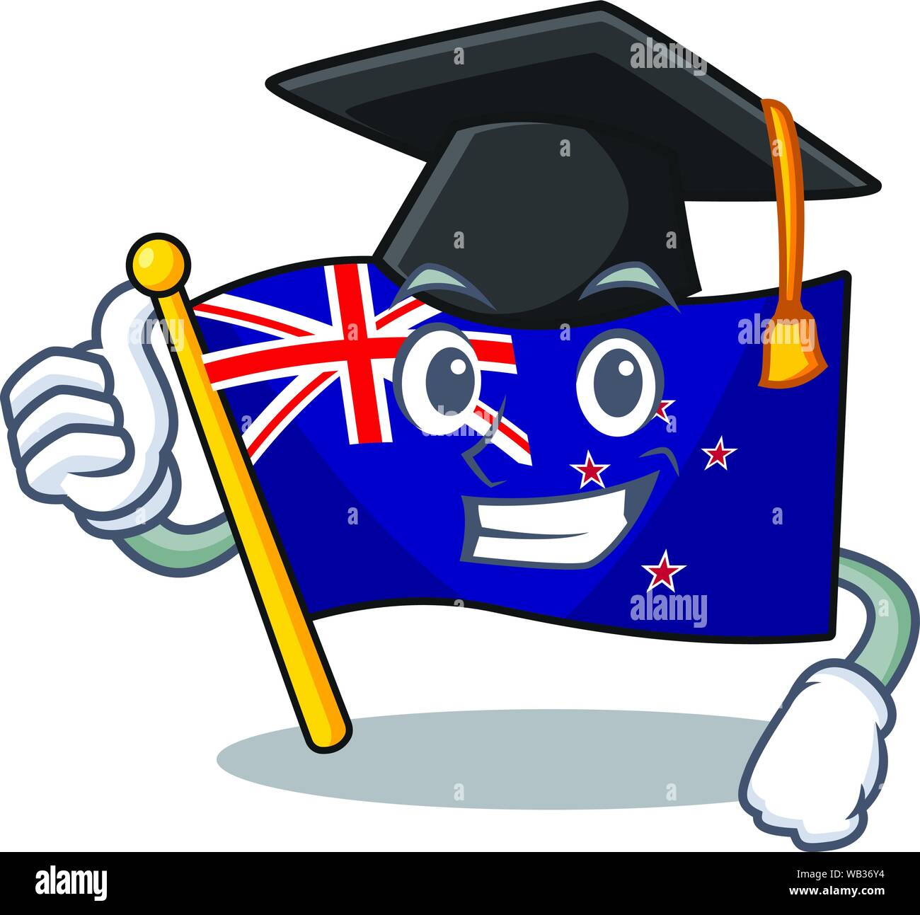 Graduation flag new zealand isolated on character Stock Vector Image