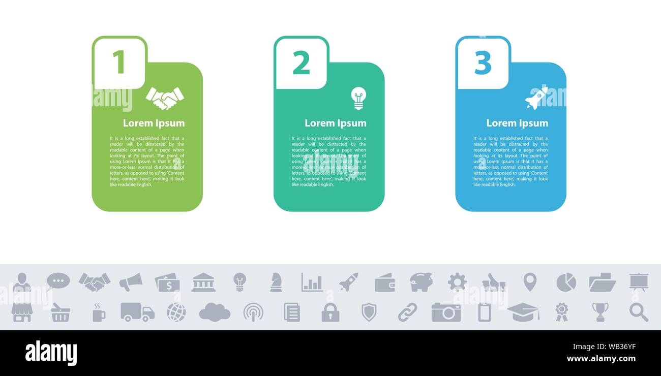 Business infographic design template with 3 steps or options using for process diagram, workflow layout, flow chart, infograph and banner Stock Vector