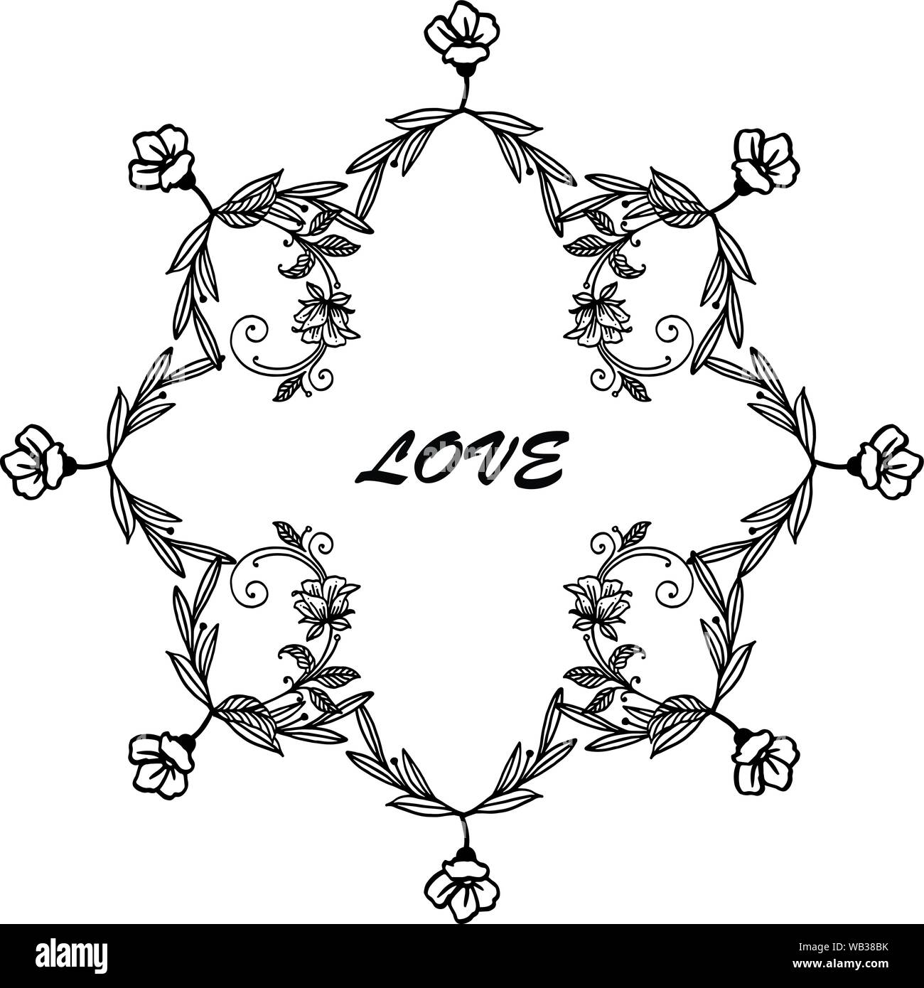 Elegant rose wreath frame, for handwritten poster of love, romantic ...