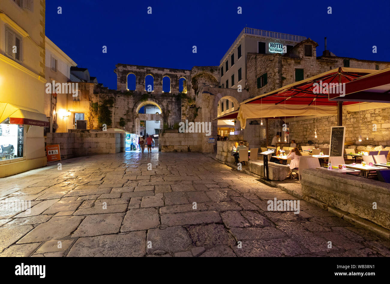 Diocletian's Palace and Restaurants, Split, Croatia, Europe Stock Photo