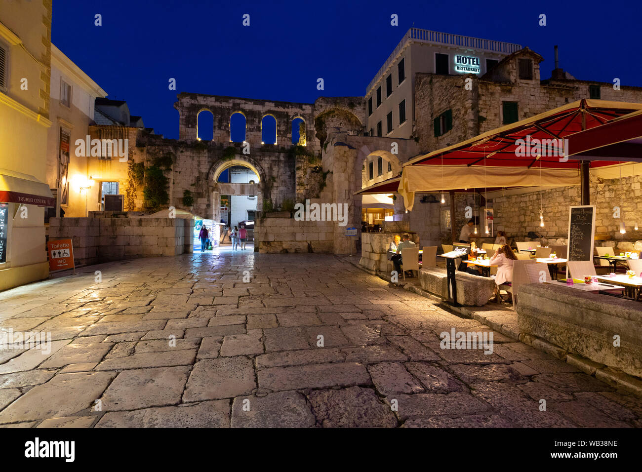 Diocletian's Palace and Restaurants, Split, Croatia, Europe Stock Photo