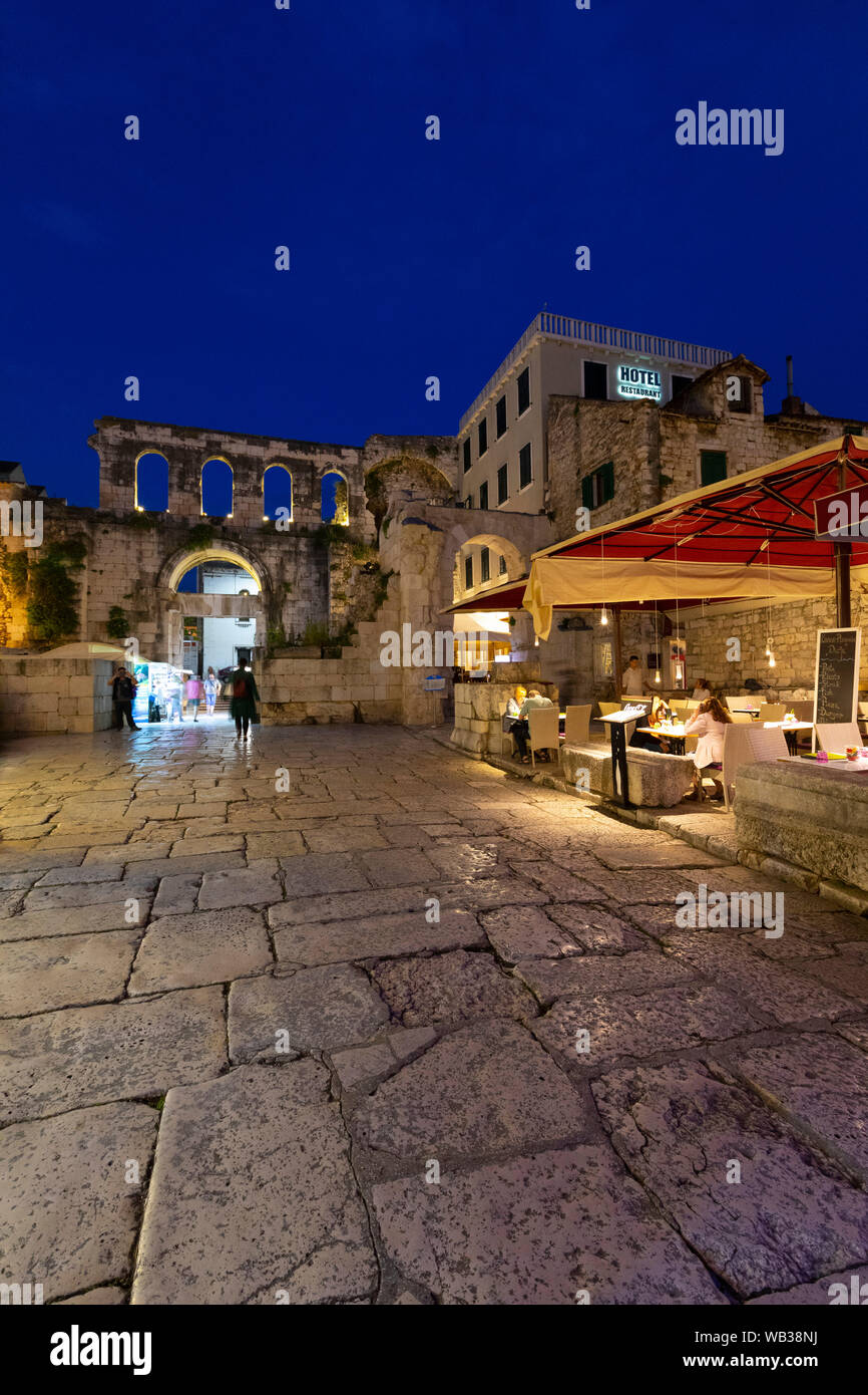 Diocletian's Palace and Restaurants, Split, Croatia, Europe Stock Photo